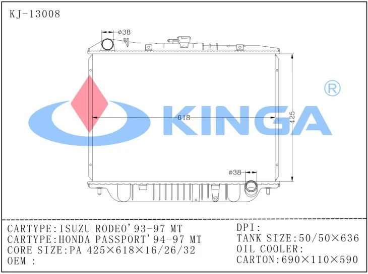 Isuzu Mt Car Radiator Thickness 16 / 26 / 32mm For Jeep