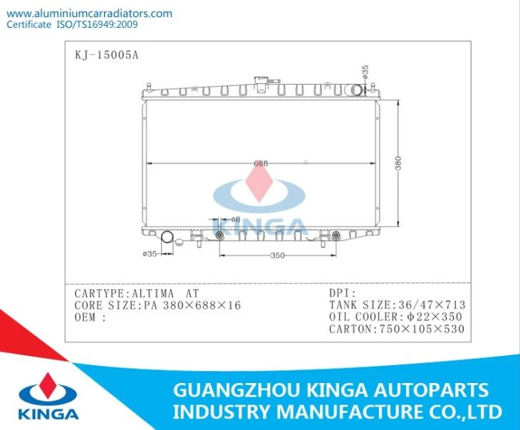Radiator For NISSAN ALTIMA AT KJ# KJ-15005-PA16